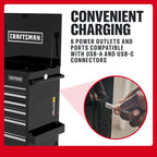 CRAFTSMAN Tool Chest with Wheels, Full Bank Utility Cart, Six Soft-Close Drawers, Power Outlets, Side Tray, Storage Cart, Heavy Duty Casters, 37 x 21 x 41 Inch, Black (CMSTUC06BK)