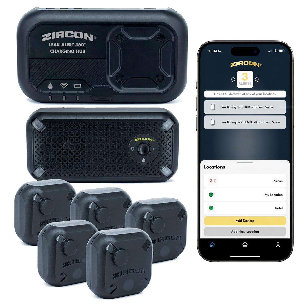 Zircon® Leak Alert 360™ Smart Water Leak Detector Kit, 2 Sensors, iOS Only