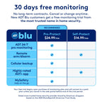 ADT Blu Home Security System Starter Kit, DIY Wireless Alarm, Plan Required