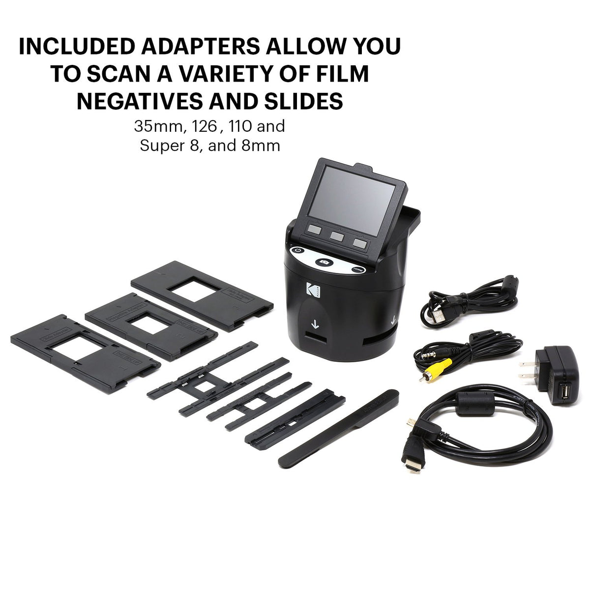 KODAK SCANZA Film & Slide Scanner, 3.5" LCD, 35mm, 126, 110, Super 8 & 8mm