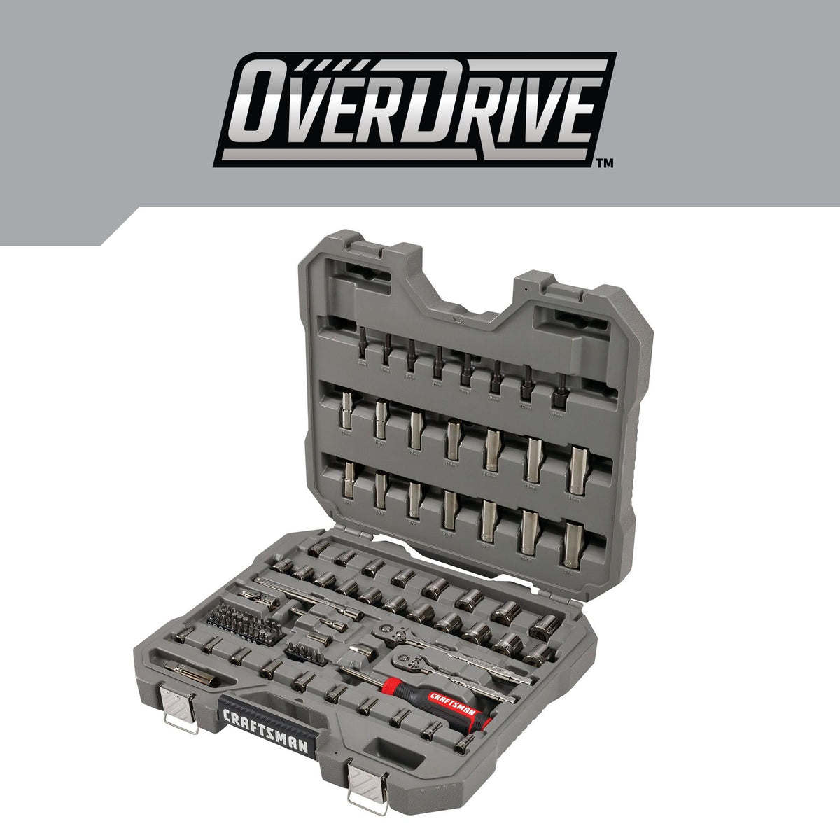 CRAFTSMAN OVERDRIVE 99-Piece Gunmetal Chrome Mechanics Tool Set, Standard SAE/Metric Socket Set, with Hard Case (CMMT99099)