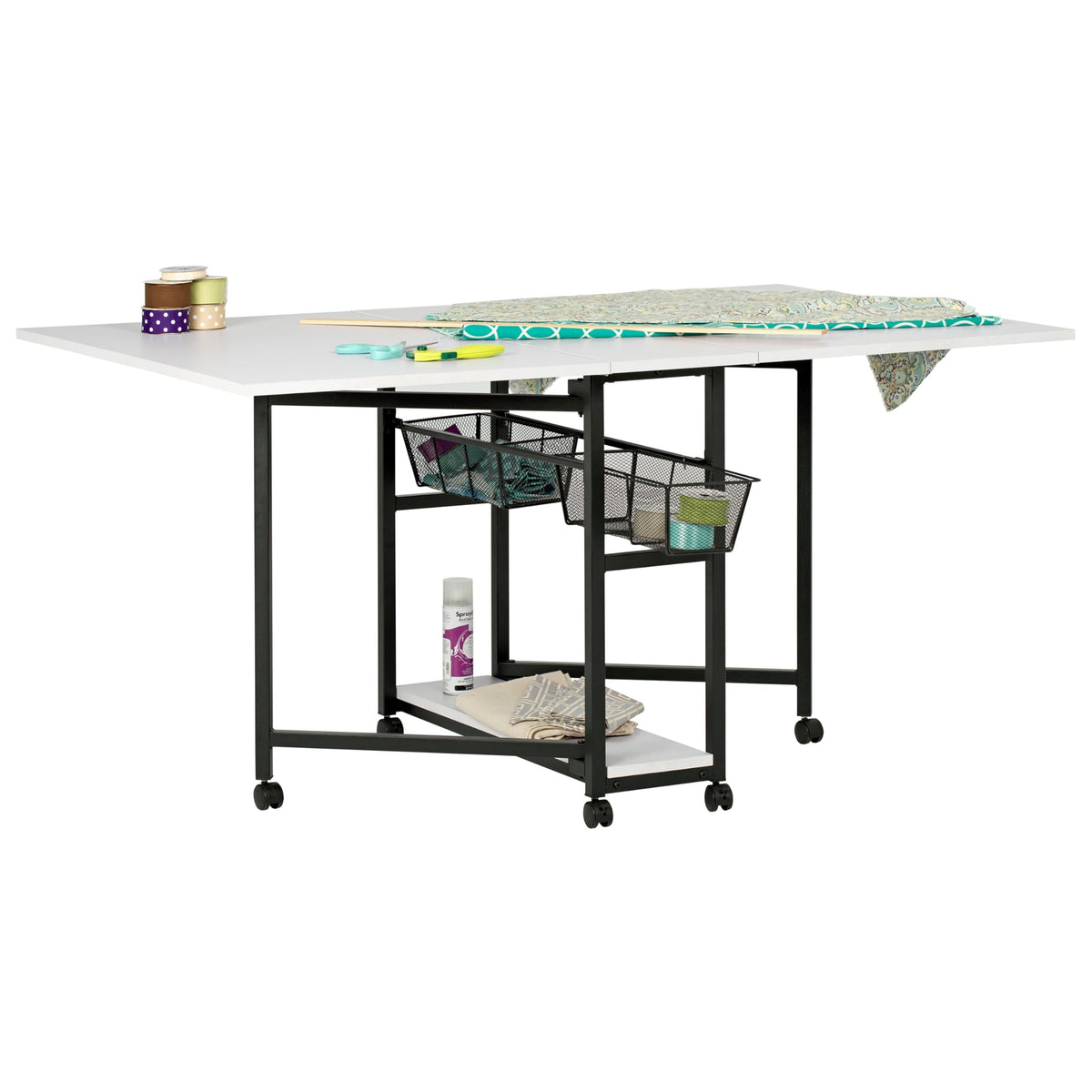 Sew Ready Foldable Hobby and Cutting Grid Table, White, 58.75 x 36.5 Inch