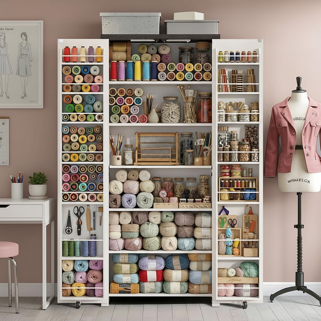 72" H Craft Storage Cabinet with LED Lights