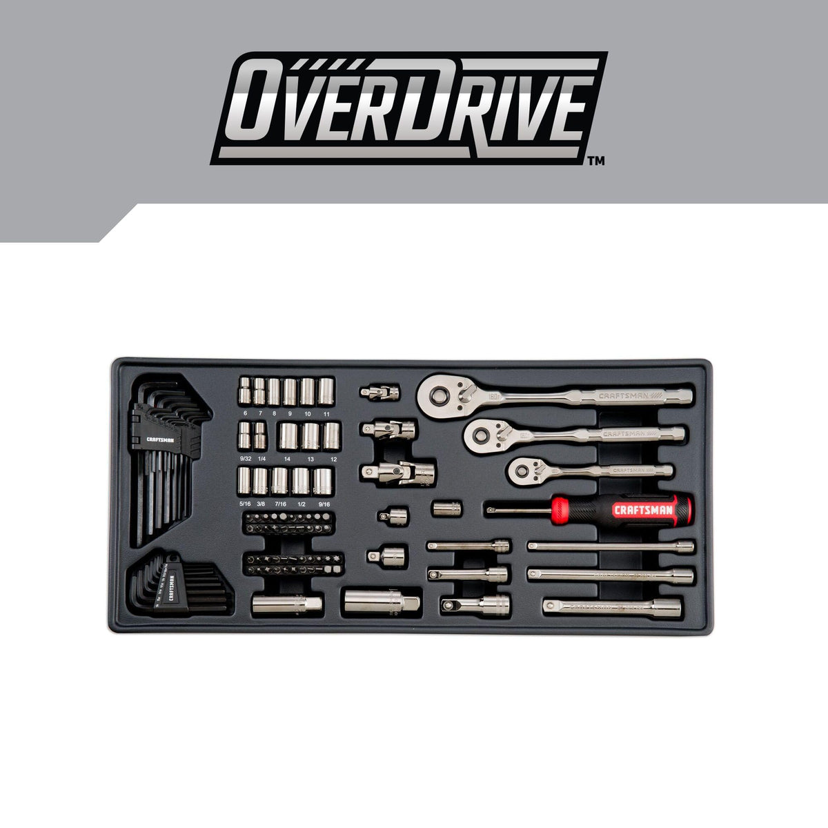 CRAFTSMAN OVERDRIVE 284-Piece Gunmetal Chrome Mechanics Tool Set, Standard SAE/Metric Socket Set, with Hard Case (CMMT99284)