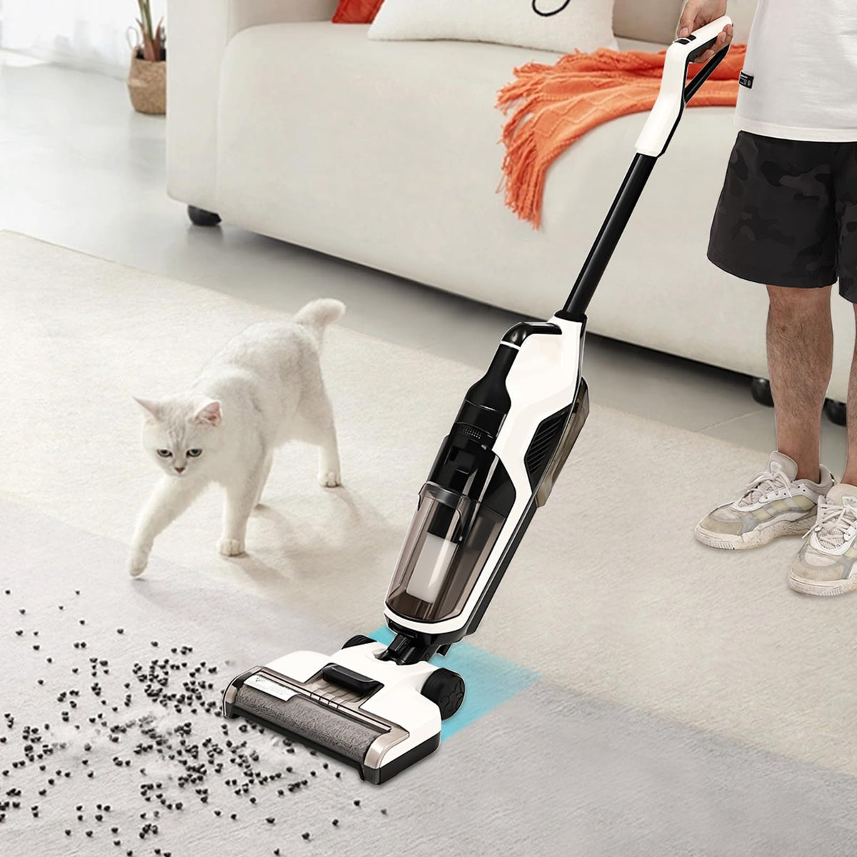 Cordless Wet Dry Vacuum Cleaner Mop All-in-One Combo, 35w Lightweight Design, Self-Cleaning Battery Powered, Floor Cleaner, for Hardwood Floors, Pet Hair, Sticky Messes and Kitchen Spills