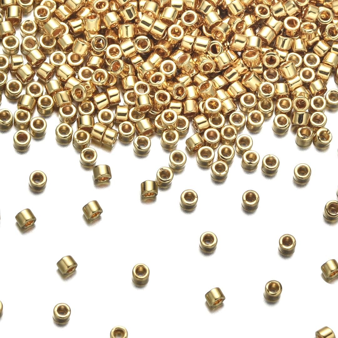 30g Miyuki Delica 11/0 Seed Beads, 24Kt Gold-Lined Crystal Gold DB33