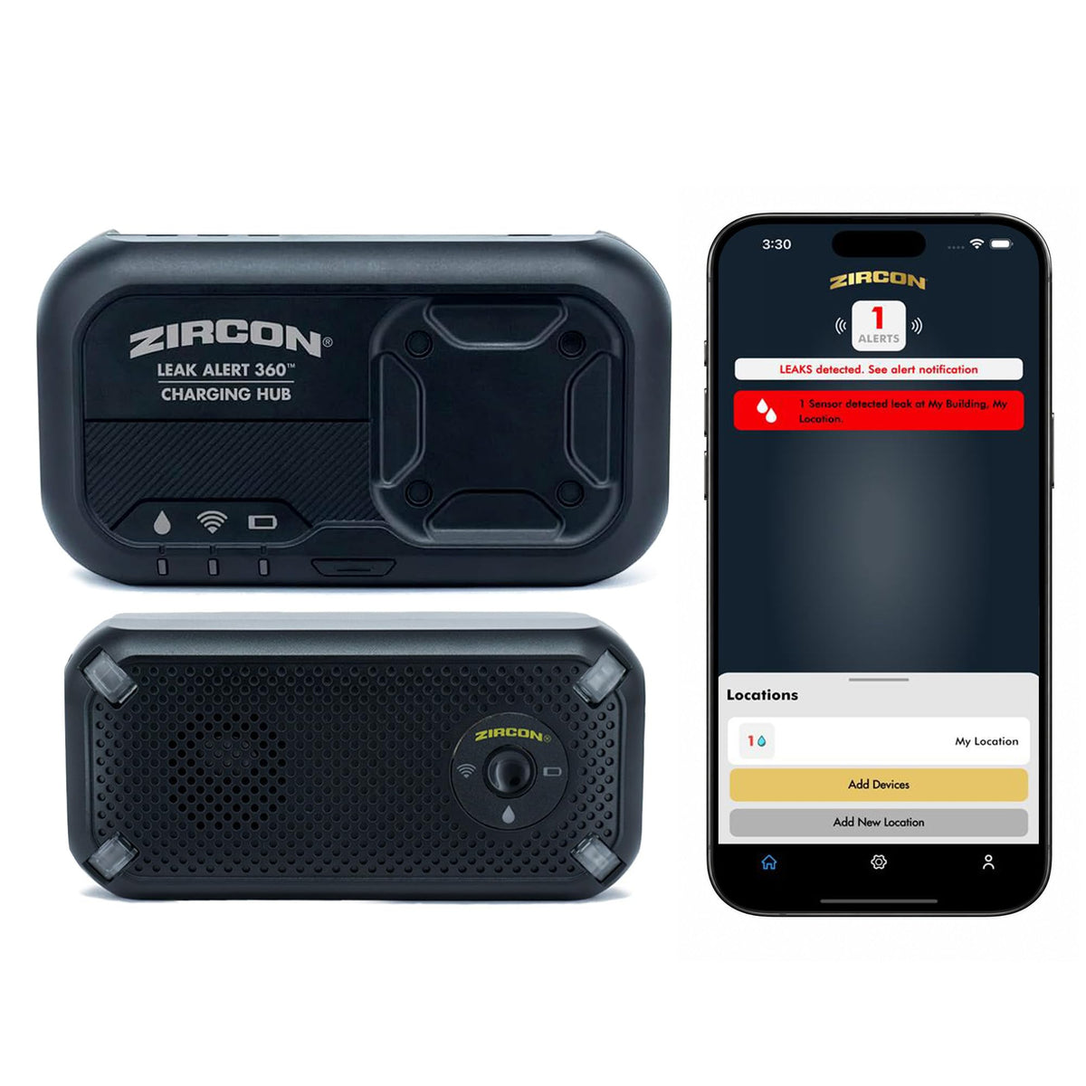 Zircon® Leak Alert 360™ Smart Water Leak Detector Kit, 2 Sensors, iOS Only