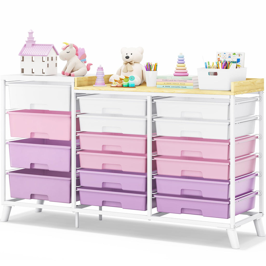 16-Drawer Craft Storage Cabinet with Open Shelves