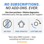 BlueDriver OBD2 Scanner Bluetooth, No Subscription, ABS SRS TPMS