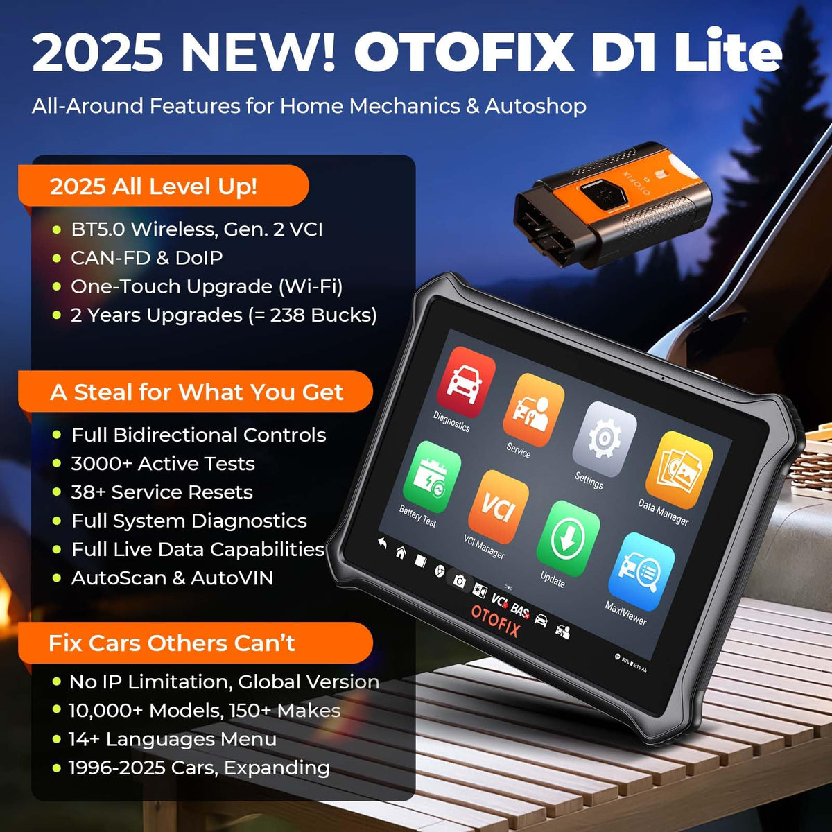 OTOFIX D1 Lite OBD2 Scan Tool, All System Diagnostic, DoIP CAN FD, FCA SGW
