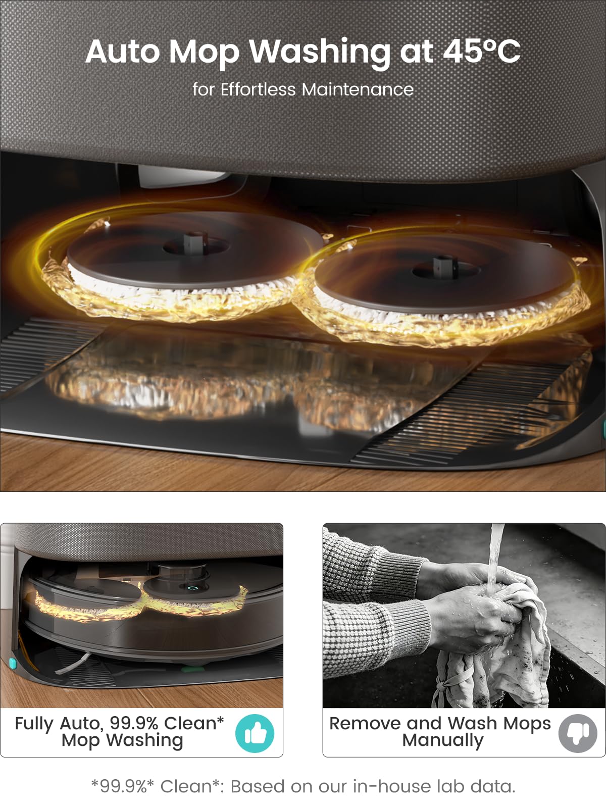 Lefant Robot Vacuum and Mop, 20000Pa Suction, 90-Day Self-Emptying, Obstacle Avoidance, Auto Mop Washing&Drying, All-in-One for Pet Hair Carpet, 5G WiFi Alexa/APP/iWatch Control, M3 Max