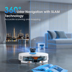 SHELIKI Robot Vacuum and Mop Combo, 3-in-1 Robotic Vacuums Cleaner with 70-Day Self-Emptying Base, LiDAR Navigation Smart Mapping & Strong 6000Pa Suction, for Pet Hair, Hard Floor, Carpet