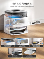 Lefant Robot Vacuum and Mop, 12000Pa Suction, 90-Day Self-Emptying, Obstacle Avoidance, Auto Mop Washing&Drying, All-in-One for Pet Hair Carpet, 5G WiFi Alexa/APP/iWatch Control, M3