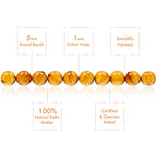 Amber Round Beads Polished 100% Natural Baltic Stone 5mm Loose with Drilled Holes for Crafting Beading and Jewelry Making - Amber Culture