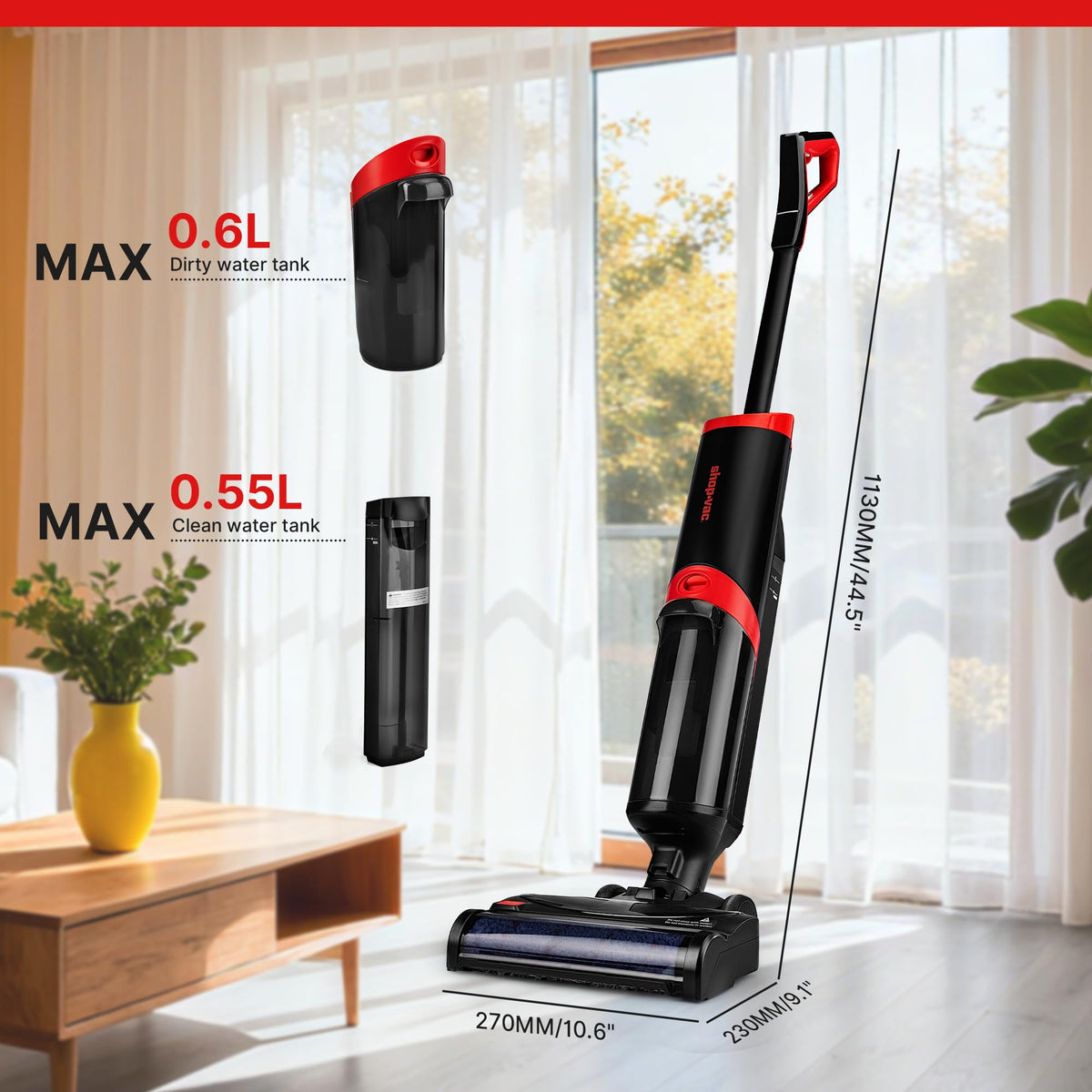 Shop-Vac Wet Dry Vacuum Cleaner and Mop, 15000Pa Vacuum Mop All in One, Lightweight Multi-Surface Cleaner with Self-Cleaning, LED Display & Voice Prompts