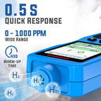 Hydrogen Gas Detector 0-1000 PPM, 0.1 PPM High Accuracy H2 Monitor with 3 Types Alarm, Rechargeable Hydrogen Meter, Portable H2 Air Quality Meters with Temperature Humidity Tester
