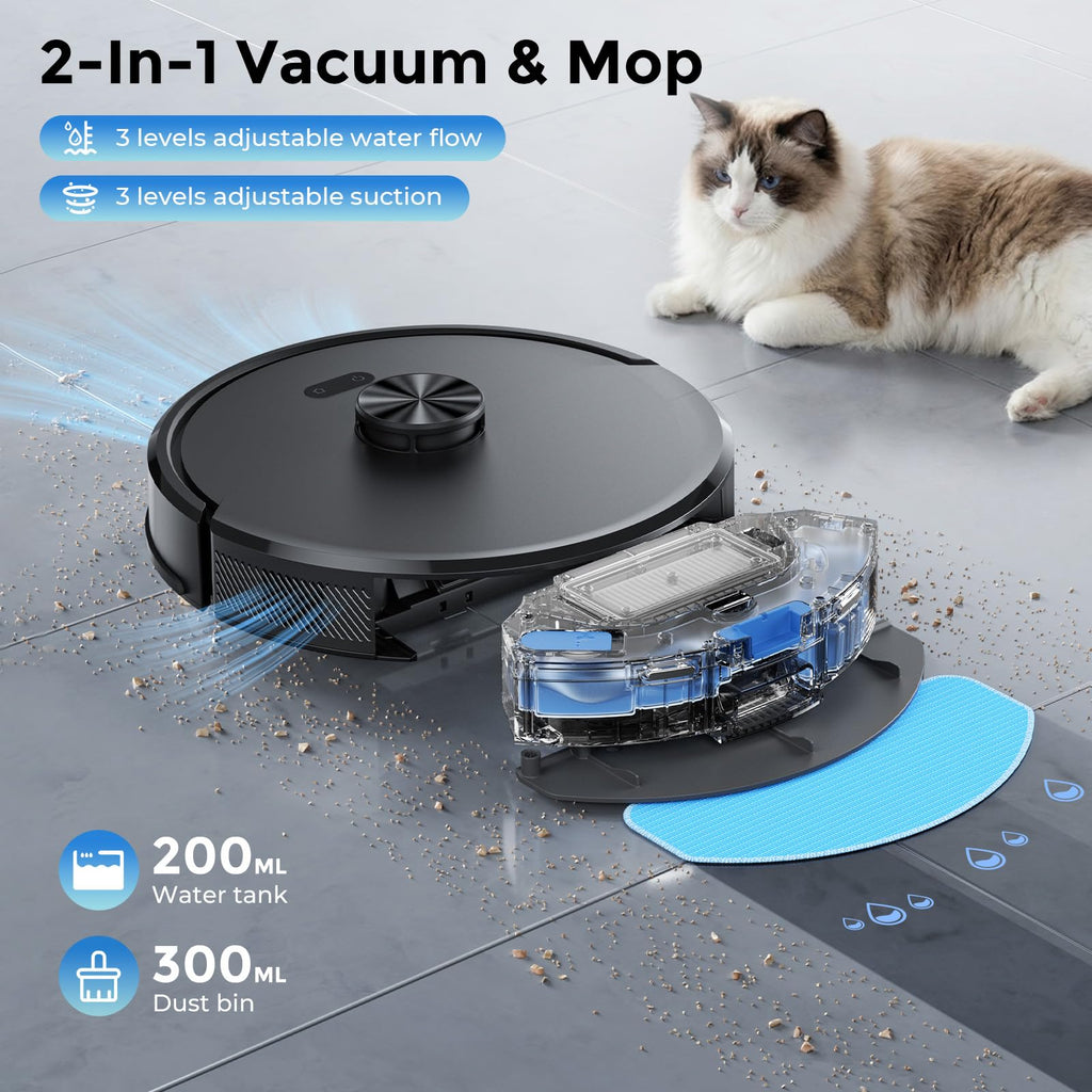 Kilgone Robot Vacuum and Mop with Self Emptying Dock, 90 Days Hands-Free
