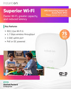 HPE Networking Instant On Access Point AP22 2x2 WiFi 6 Indoor Wireless Access Point | Long Range, Secure, Smart Mesh Support | Power Source Not Included | US Model (R4W01A),Dual-Band