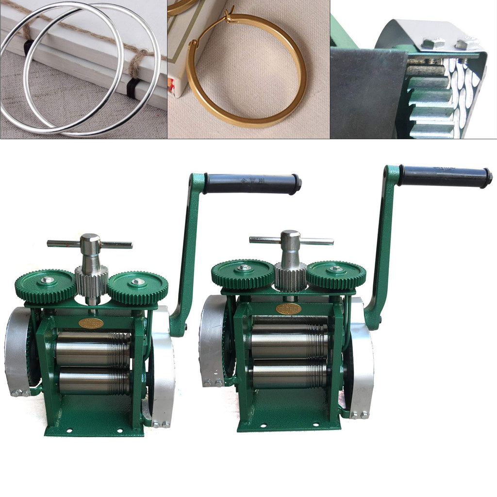 MuChaIOAK Rolling Mill Machine, Jewelry Rolling Mill Machine, Manual Combination Rolling Mill Flatten Machine Jewelry DIY Tool, Rollers Metal Wire Flat Jewelry Tool Green