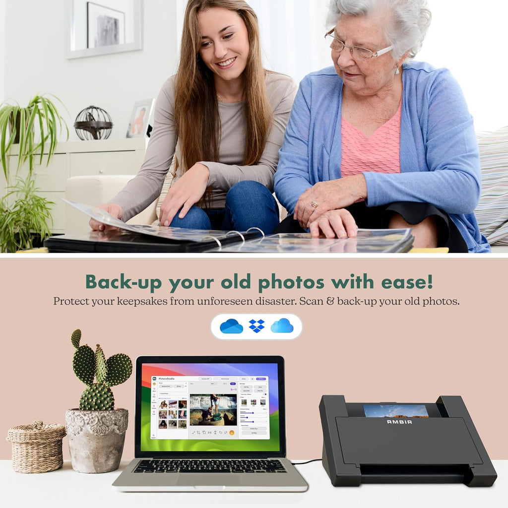 AMBIR Photo Scanner with Photo Cleaning Kit Bundle - Scan Photos in Seconds