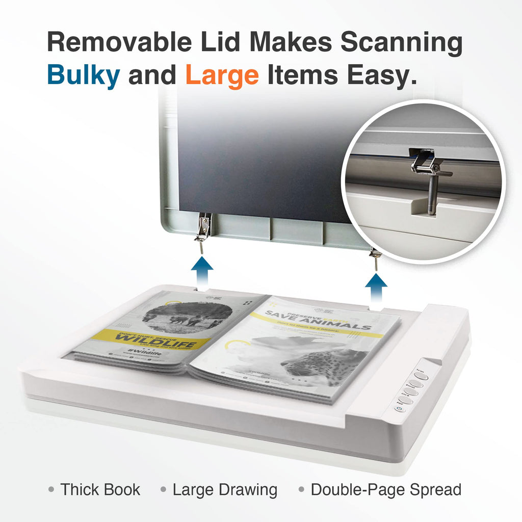 Plustek OS1180 - Flat Scanner for Graphics and Documents in A3 Format, Design Suitable for Libraries, Schools or Small Offices - Scanning A3 Documents in Approximately 9 Seconds