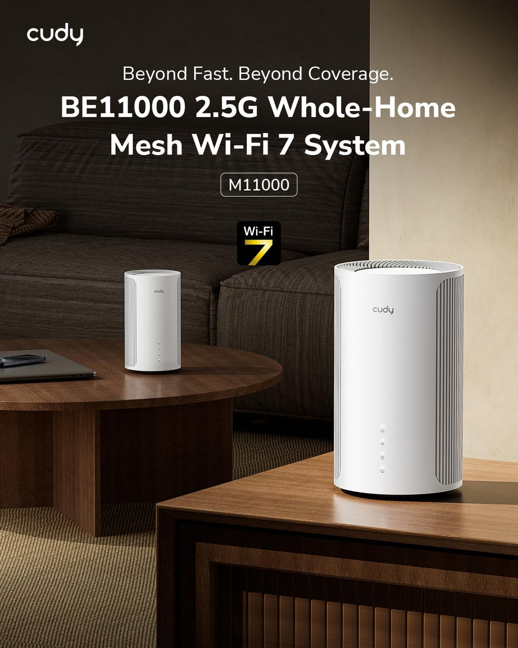 Cudy BE11000 Wi-Fi 7 4x 2.5G ports Mesh System, 2700 sq.ft, M11000 2-Pack