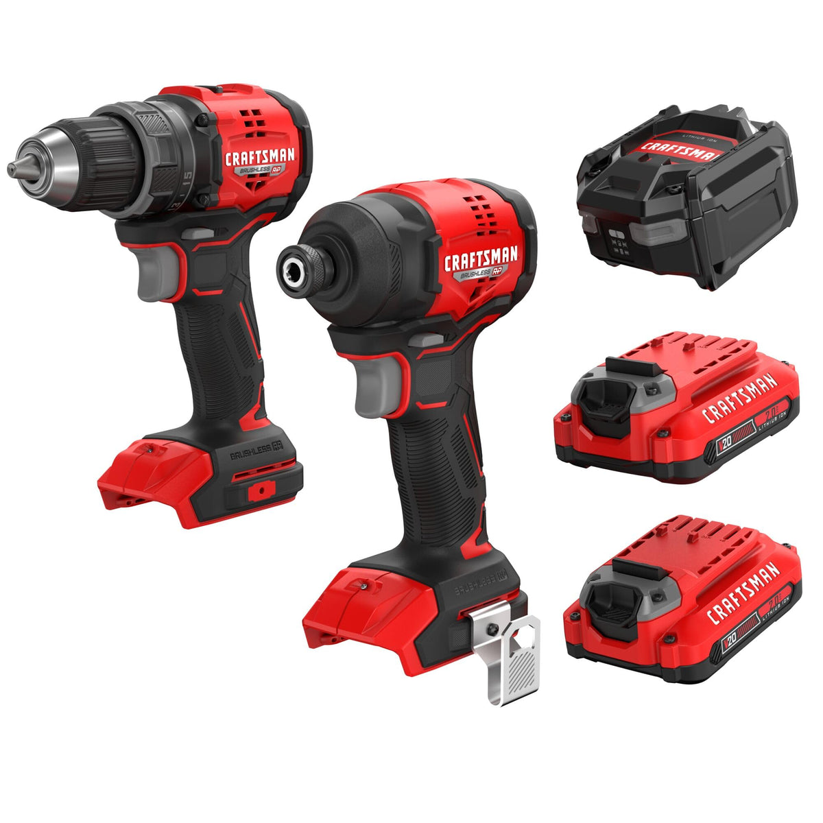 CRAFTSMAN V20 RP Brushless Drill and Impact Driver, 2 Batteries, Charger