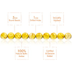 Amber Round Beads Polished 100% Natural Baltic Stone 5mm Loose with Drilled Holes for Crafting Beading and Jewelry Making - Amber Culture