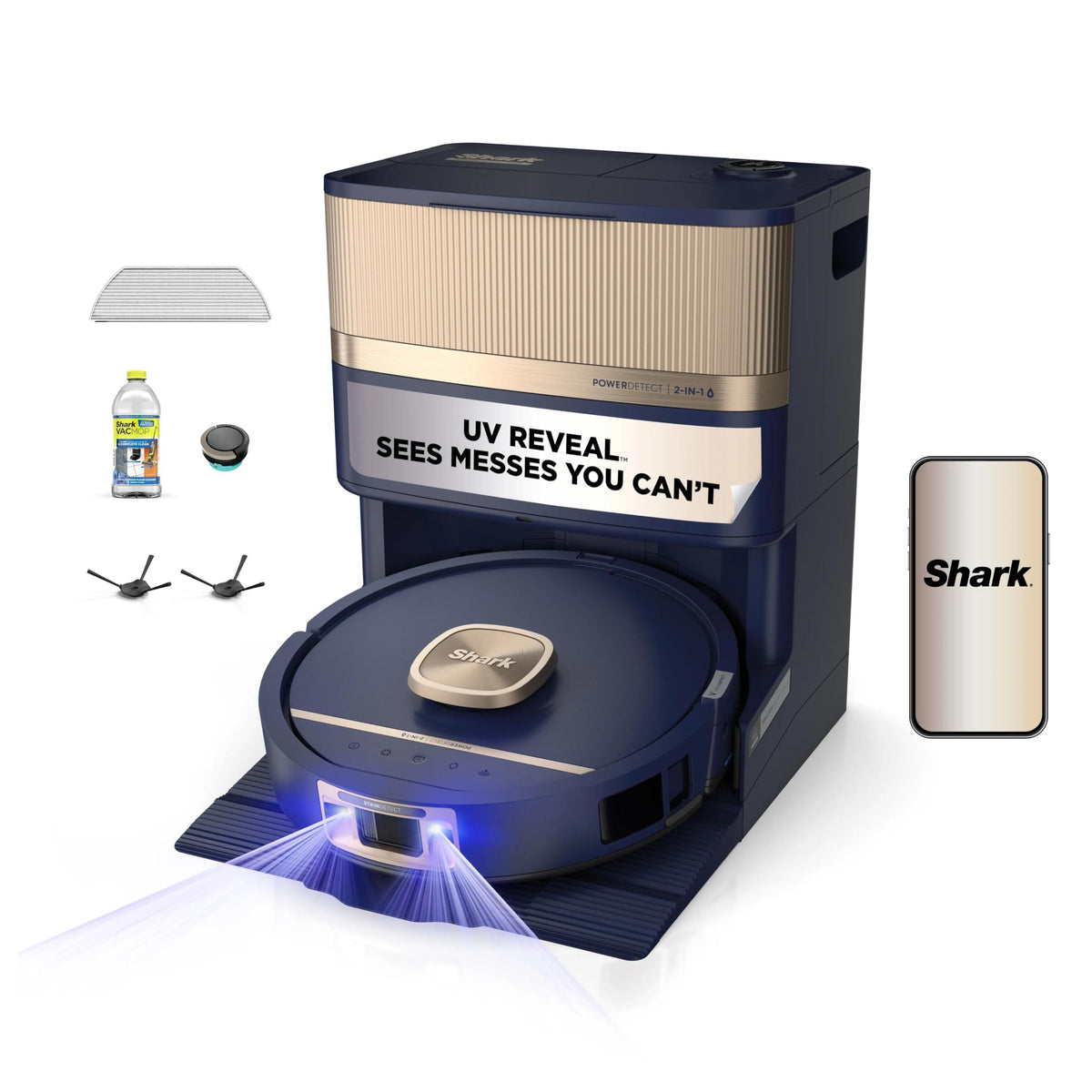 Shark PowerDetect UV Reveal 2-in-1 Robot Vacuum & Mop, Black, RV3020XE