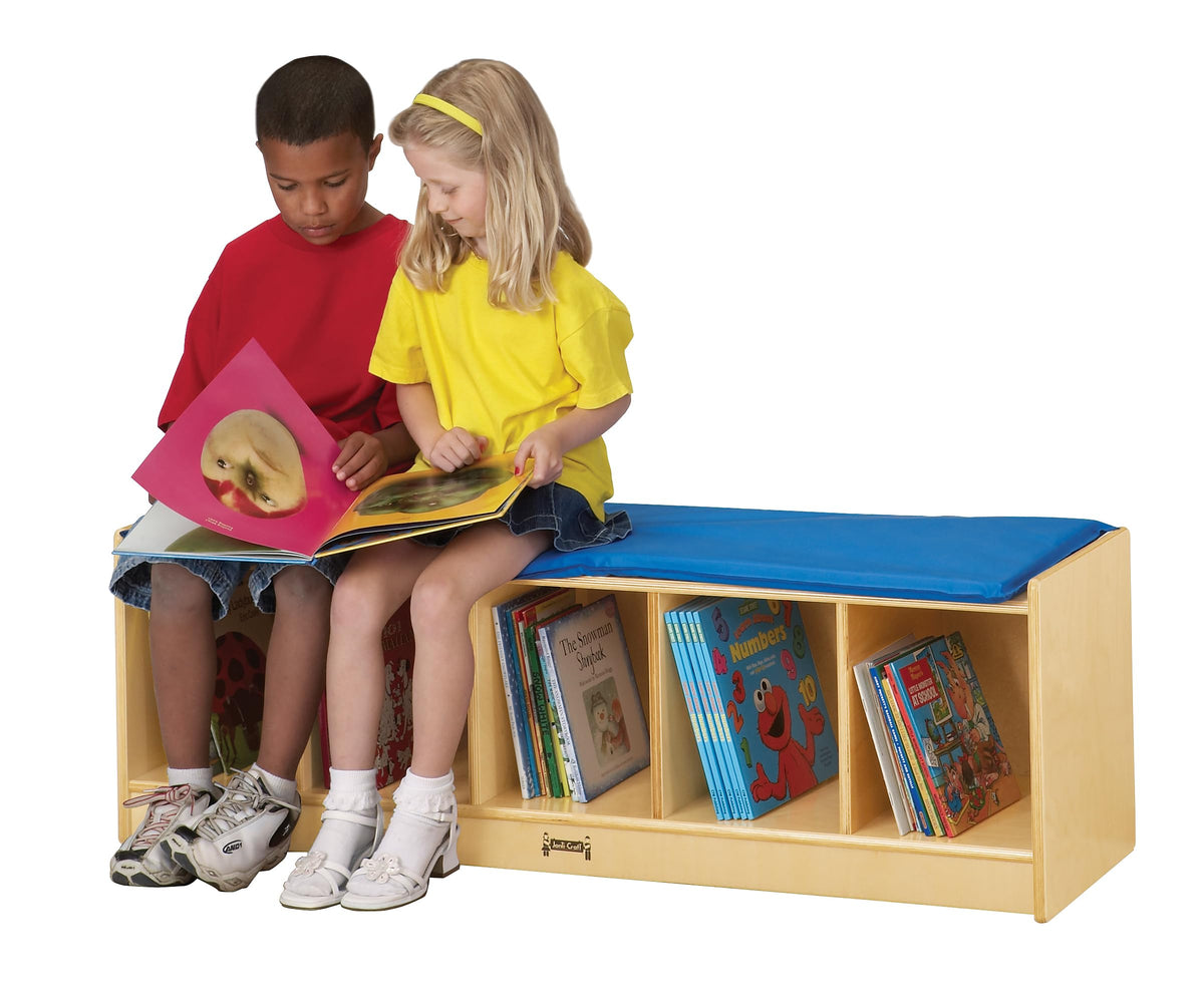 Jonti-Craft 5 Section Bench Locker with Blue Cushion
