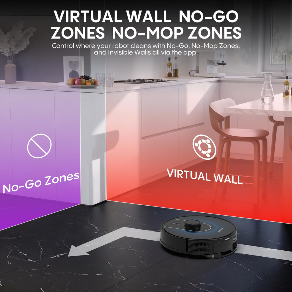 Bagotte Robot Vacuum and Mop Combo,6000Pa LiDAR Navigation Robotic Vacuum Cleaner,Self-Emptying Station for 90 Days,Wi-Fi/App/Voice Control,Ideal for Carpets&Hard Floors