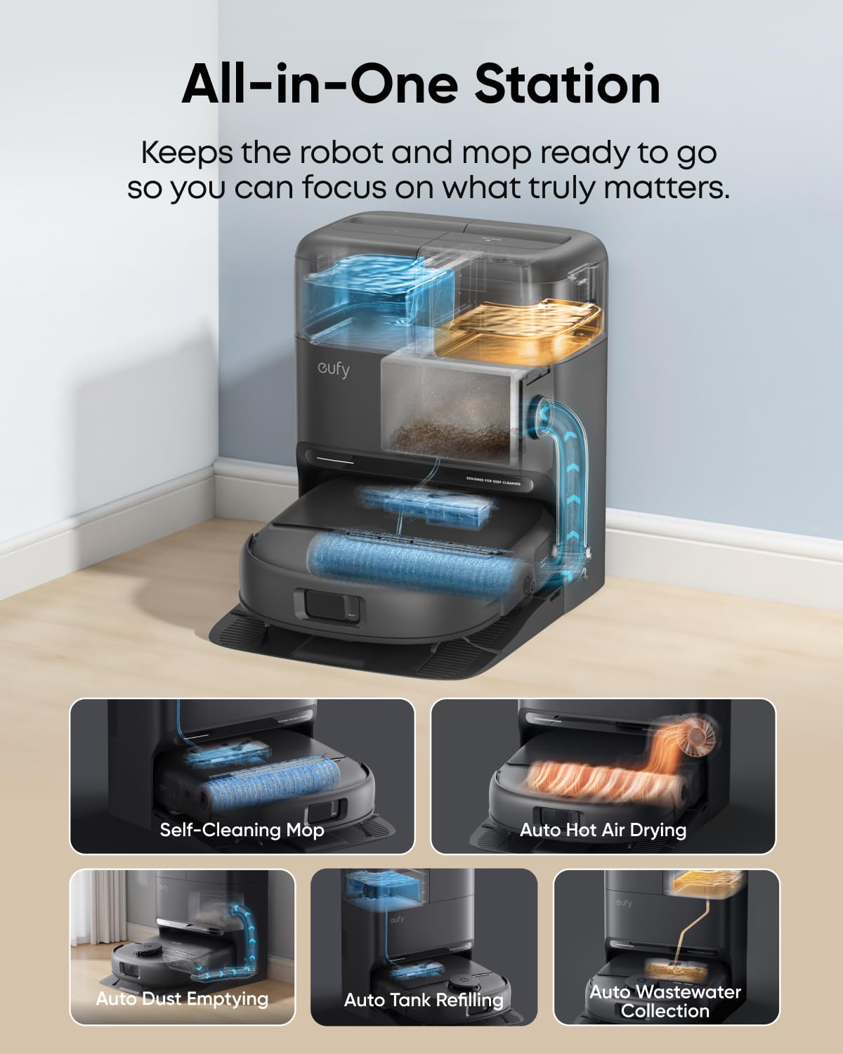 eufy C28 Robot Vacuum Cleaner and Mop for pet hair, 15,000 Pa