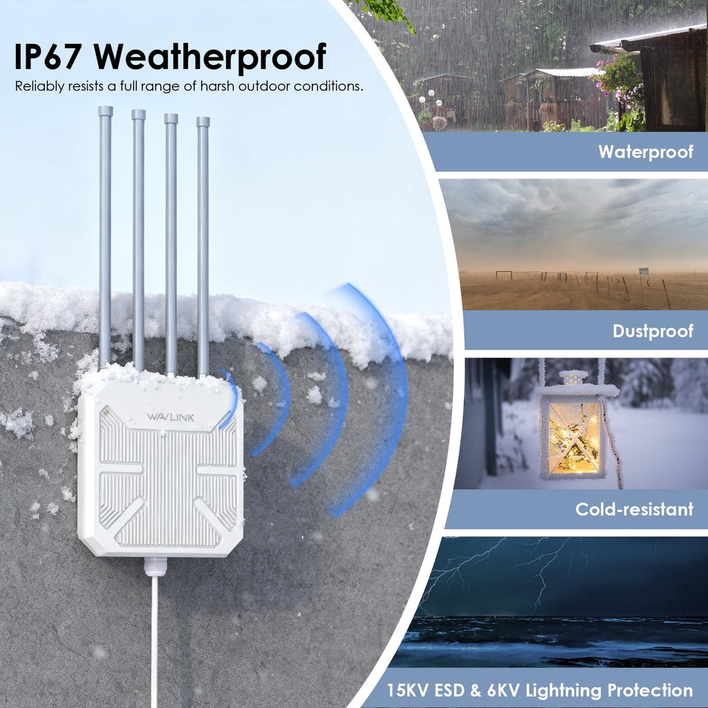 2026 WAVLINK AX1800 Outdoor WiFi 6 Extender Long Range, IP67 Weatherproof