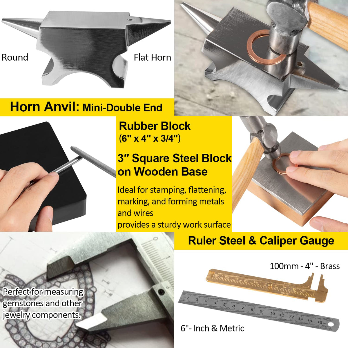 LAIKOU Metalsmith Tools Kit Beginners - Apprentice Metalsmithing Jewelry Making Tool Set - Professional Jeweler Repair DIY Working Tool Set