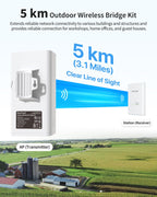 BrosTrend 5KM Wireless Bridge Point to Point Outdoor with 2X Gigabit Ports
