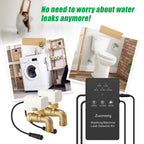 Washing Machine Water Leak Detector Kit with Dual Power Supply, Precise Sensor, Automatic Shut-Off Hot & Cold Valves 3/4" 90° , Alarm Sound and Alarm Light