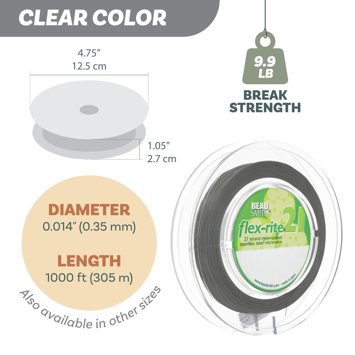 The Beadsmith Flex-Rite Beading Wire, Nylon-Coated Stainless-Steel Wire