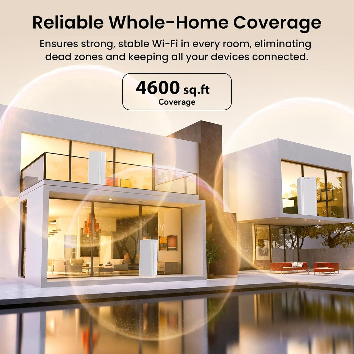Tenda WiFi 7 Mesh System BE3600 – Dual Band Mesh WiFi System for Home, Covers Up to 4,600 Sq. Ft., Seamless Mesh Network with 3 Gigabit Ports, Supports 160+ Devices, MLO, VPN, 4K QAM, ME3 Pro (2-Pack)