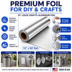St Louis Crafts 36 Gauge Aluminum Metal Foil Roll, 12 Inches x 50 Feet