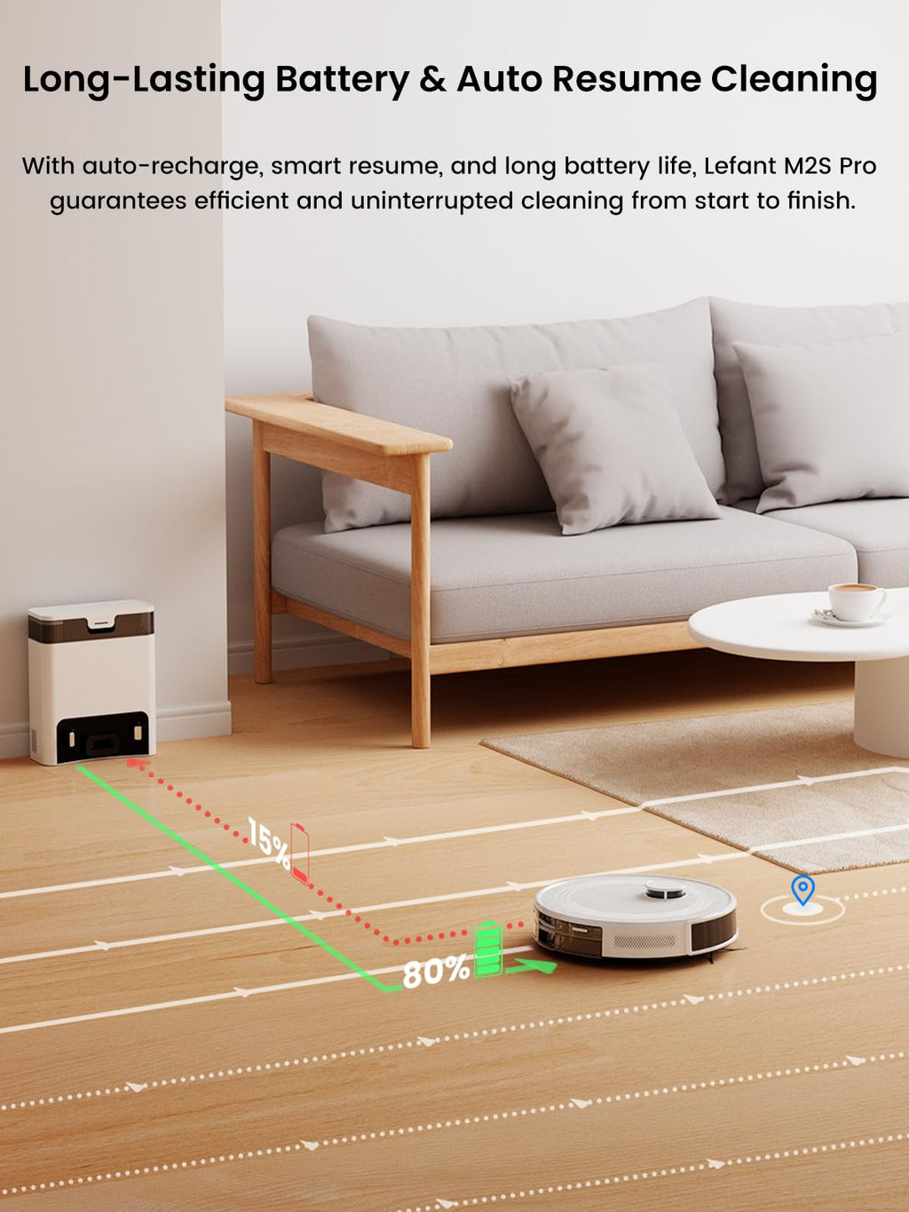 Lefant Robot Vacuum and Mop,10000Pa, 240Min, Self-Emptying，M2S Pro