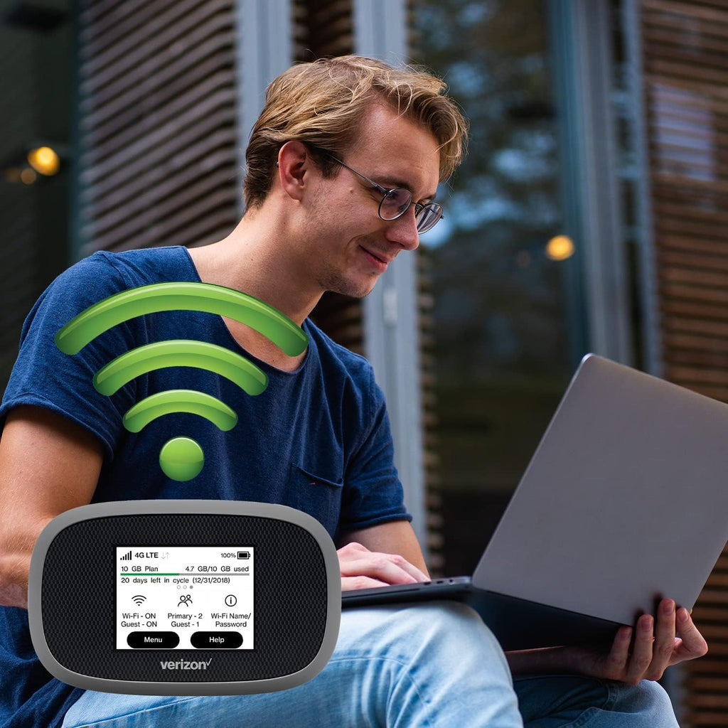 Verizon Wireless Jetpack Inseego MiFi 8800L | Free VPN Mobile Hotspot for Travel | 4G Mobile Portable WiFi | Unlocked Globally | Near 5G Speed up to 1200 Mbps | EVDO-LINK Bundle (Base)