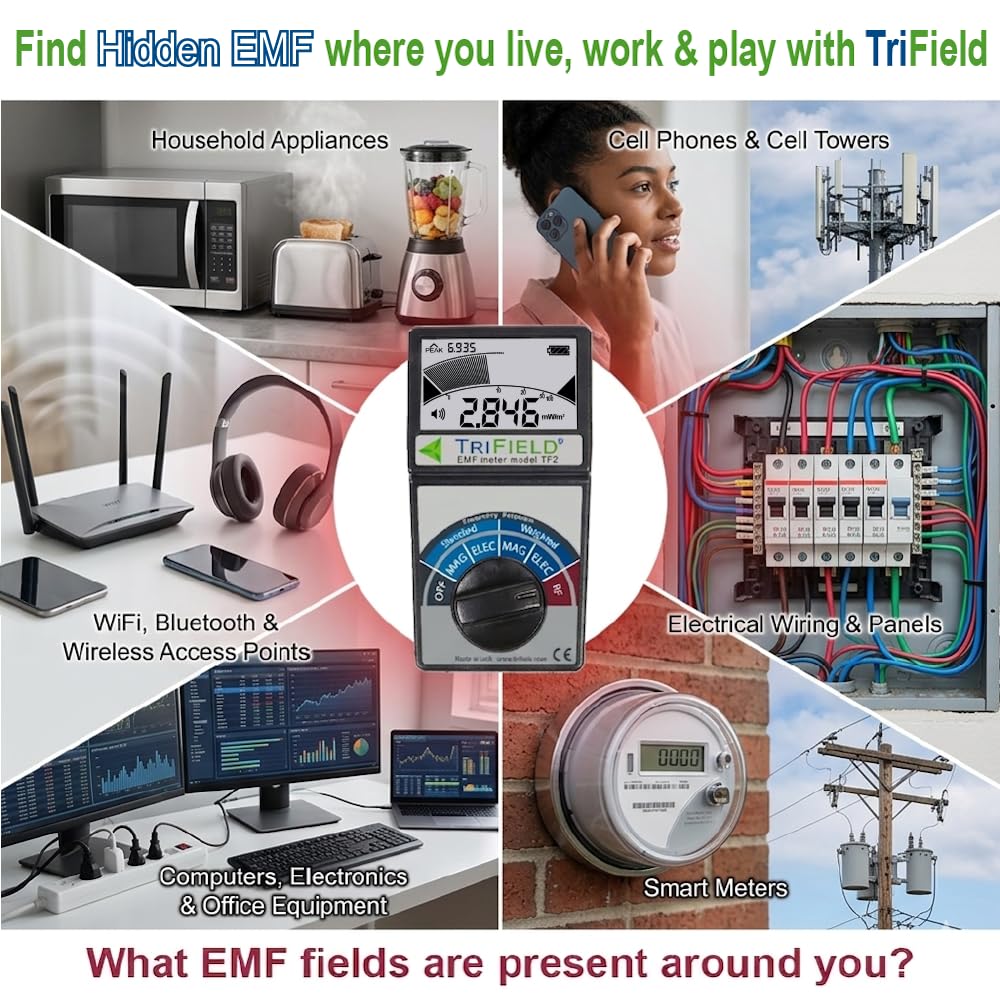 TF2 EMF Pollution Meter – 3-in-1 Magnetic, Electric & RF Field Detection