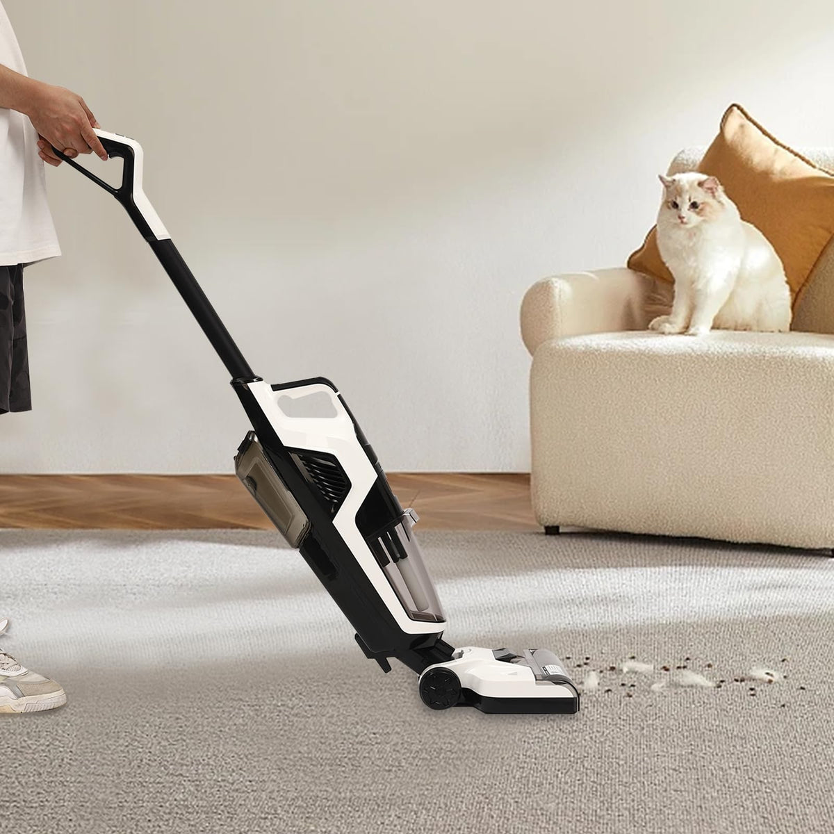 Cordless Wet Dry Vacuum Cleaner Mop All-in-One Combo, 35w Lightweight Design, Self-Cleaning Battery Powered, Floor Cleaner, for Hardwood Floors, Pet Hair, Sticky Messes and Kitchen Spills