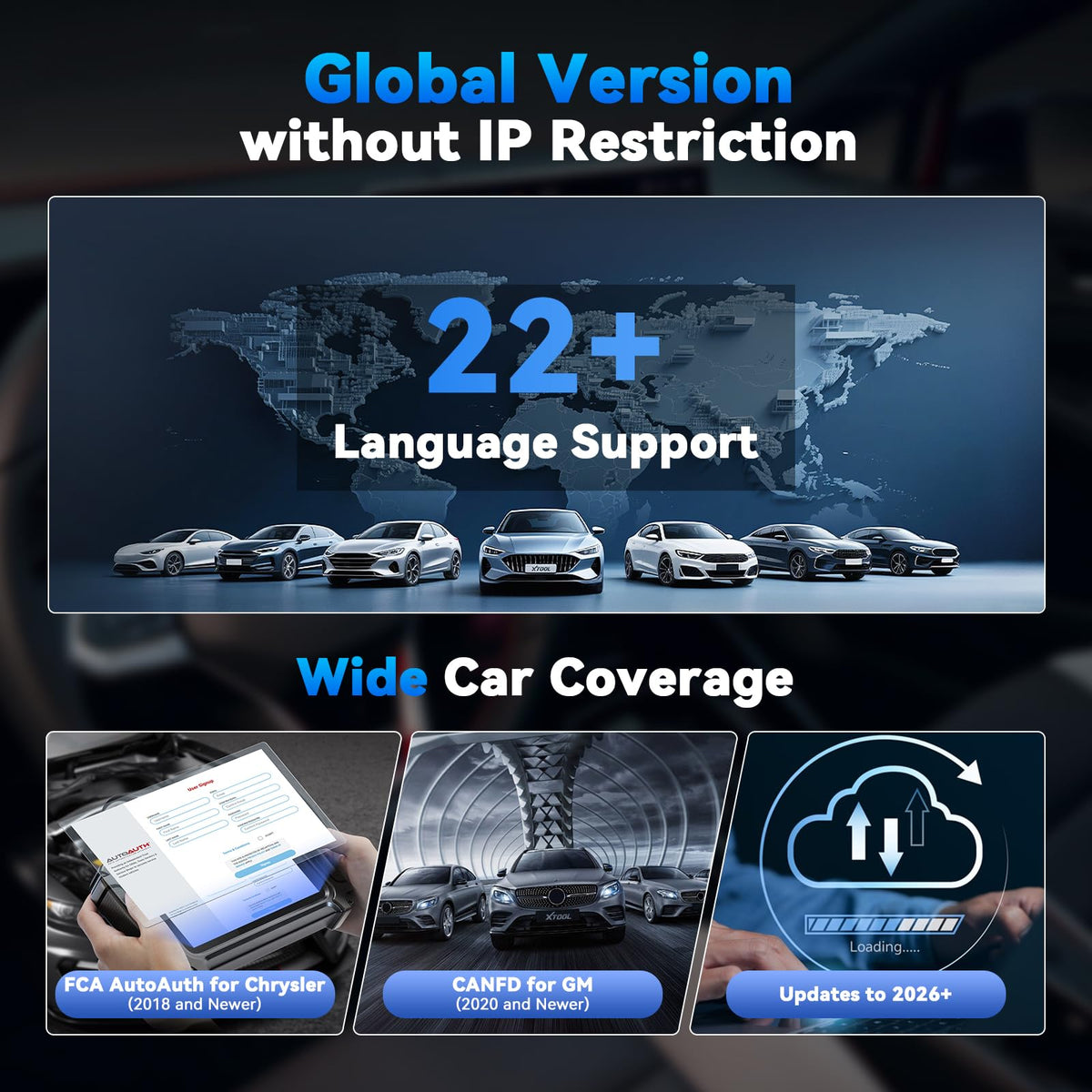 XTOOL D5S OBD2 Scanner, 16 Resets, Engine ABS SRS Transmission Scan Tool