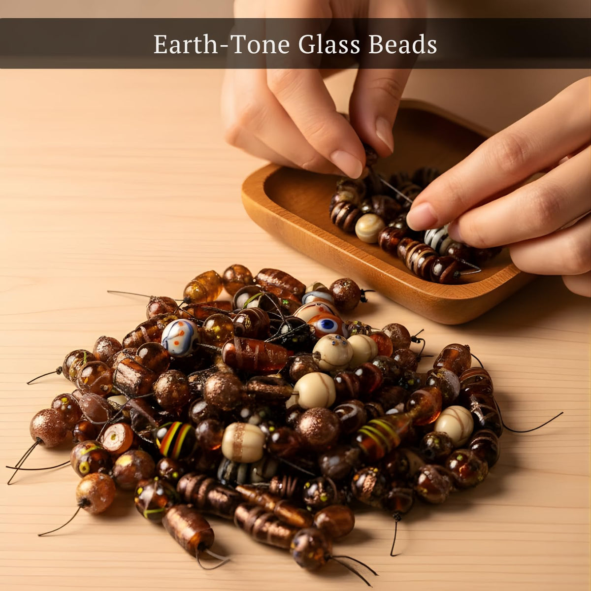 Handcrafted Brown Lampwork Glass Beads | Mixed Shape Artistic Brown Bead Collection | Available in 40 Strands | Handmade Decorative Beads for Jewelry Making & DIY Crafts.