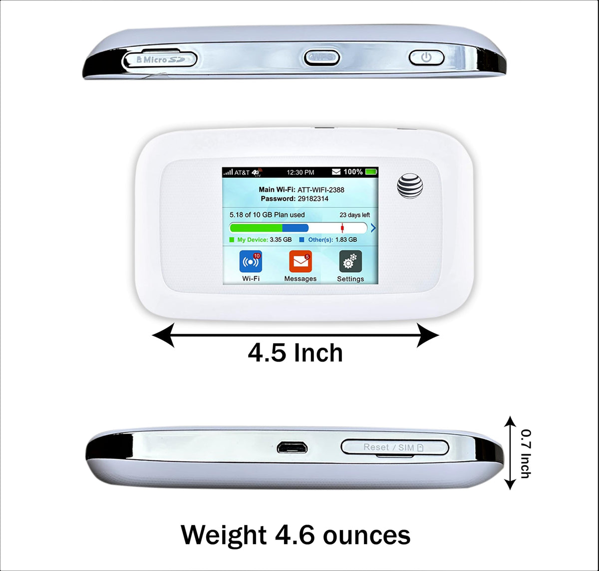 AT&T Mobile Hotspot Velocity MF923 | 4G LTE Portable Mobile WiFi Hotspot for Travel | 4G LTE Speed | Up to 10 Devices | EVDO-LINK Bundle AT&T Sim Card (Budget)