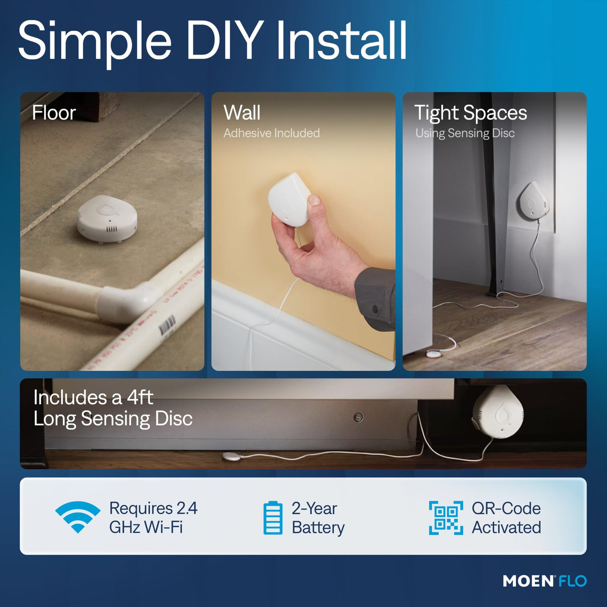 Moen Flo Detector, WiFi Enabled Water & Moisture Sensors, 3 pcs, 920-005