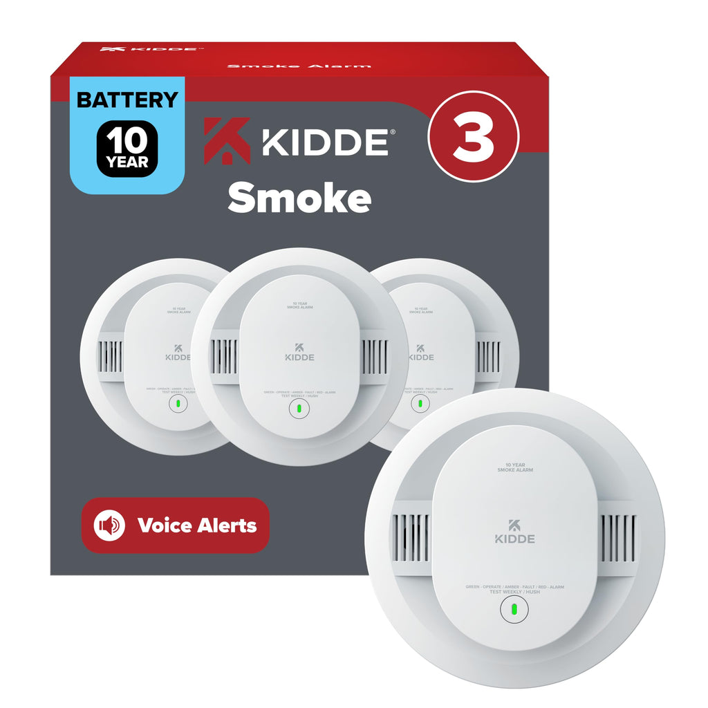 Kidde Smoke Detector, 10-Year Battery-Powered, 20SD10-V, 3 Pack