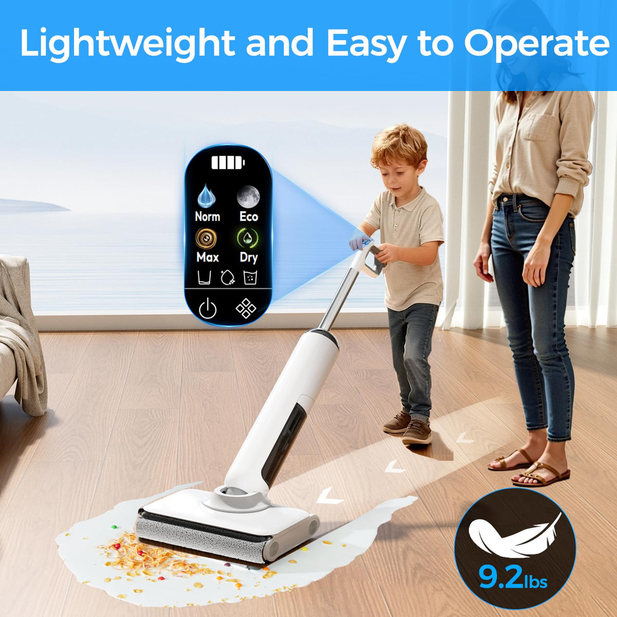 Wet Dry Vacuum Cleaner, Cordless Vacuum Mop Combo for Hard Floors, 23000Pa Powerful Suction, 180° Lay-Flat, Self-Cleaning Floor Washer with 45 Min Runtime, Anti-Tangle Brush, Dual Tank