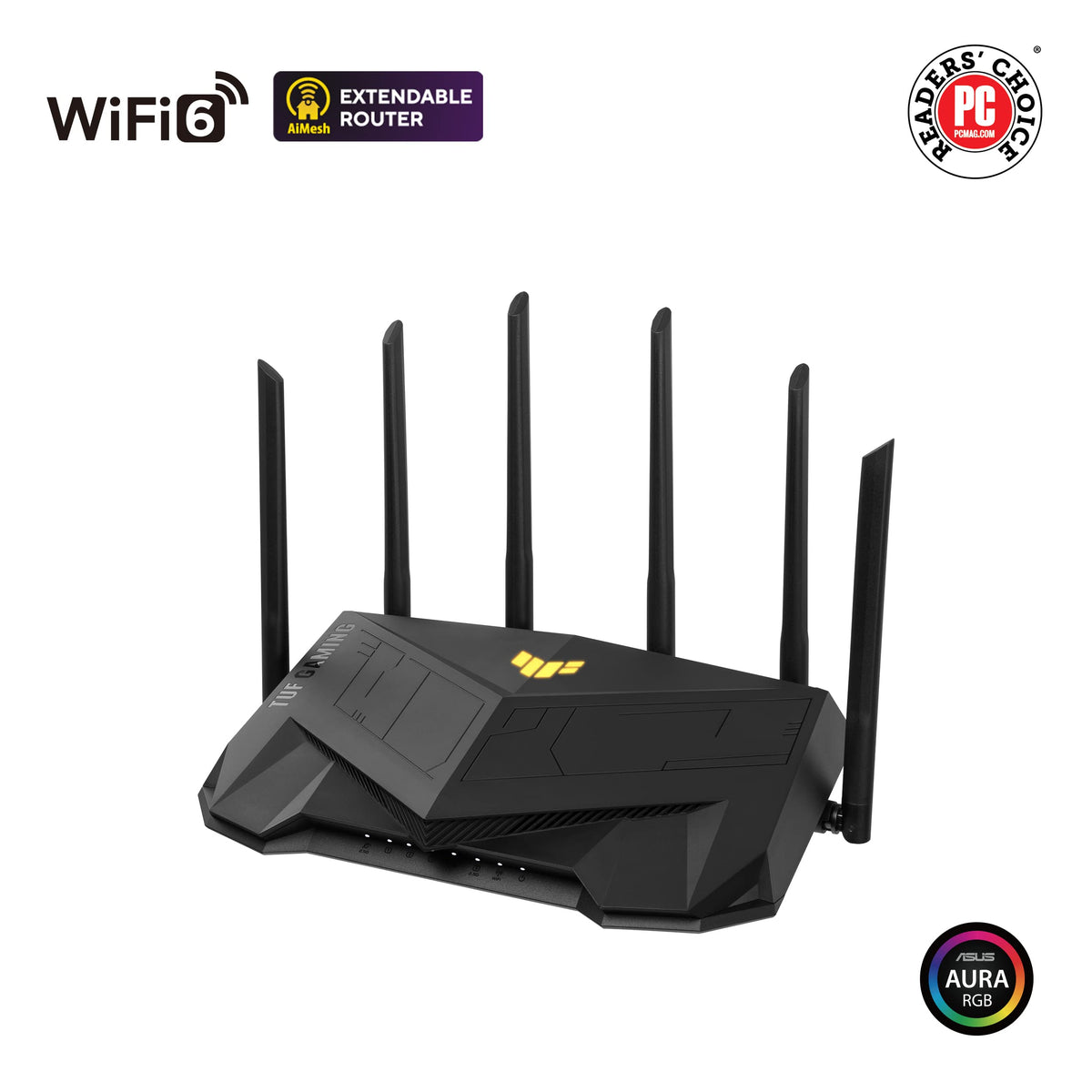 ASUS TUF Gaming WiFi 6 Router (TUF-AX6000) -Dedicated Gaming Port, Dual 2.5G Port, 3 Steps Port Forwarding, Extendable Router with AiMesh (Renewed)